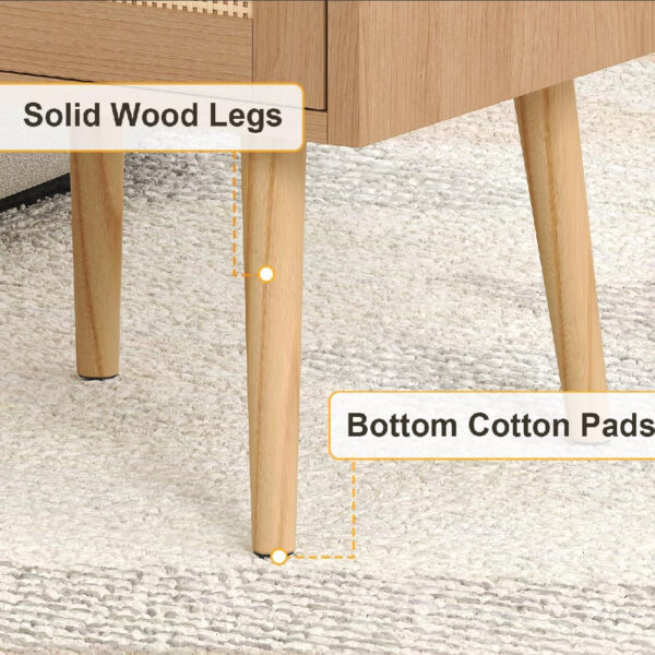 6887c5909e5b04cd5f45e07a1fdf2ac38c5dcf79e8508fe98b8d6.jpg Rattan Nightstand with Charging Station, Mid Century Modern Bed Side Table, Boho End Table with Wood Legs, Bedside Tables for Farmhouse Bedroom Living Room Dorm Sofa Couch Office Corner (2, Natural)