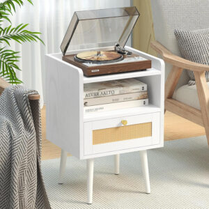 6887c5b609ee5292caee78fe0f0c2ed62f4ccf331d03b8e2ffe2a.jpg Rattan Nightstand with Charging Station, Mid Century Modern Bed Side Table, Boho End Table with Wood Legs, Bedside Tables for Farmhouse Bedroom Living Room Dorm Sofa Couch Office Corner (2, Natural)