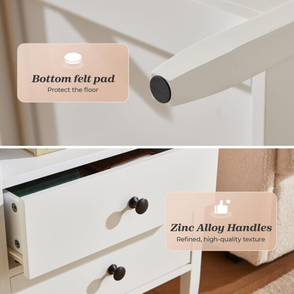 Huuger Black Nightstand Set of 2, Night Stand with Charger Station, Bedside Table with 2 Drawers, Bed Side Tables for Bedroom, Modern Nightstands, Metal Knobs, Painted Surface