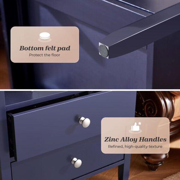 Huuger Black Nightstand Set of 2, Night Stand with Charger Station, Bedside Table with 2 Drawers, Bed Side Tables for Bedroom, Modern Nightstands, Metal Knobs, Painted Surface