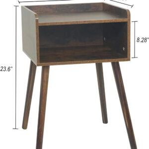 MaxSmeo Nightstand, Mid Century Modern Side Table Bedroom with Storage, Small End Bedside Table with Solid Wood Legs for Living Room, Office Small Spaces (Rustic Brown)