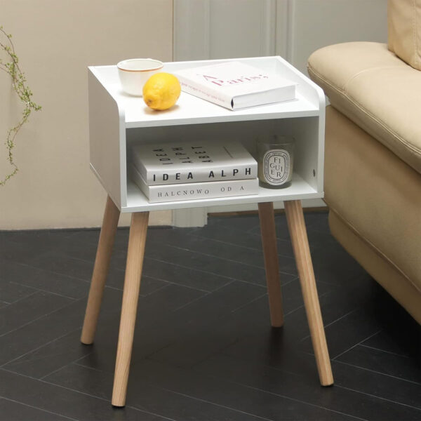 MaxSmeo Nightstand, Mid Century Modern Side Table Bedroom with Storage, Small End Bedside Table with Solid Wood Legs for Living Room, Office Small Spaces (Rustic Brown)