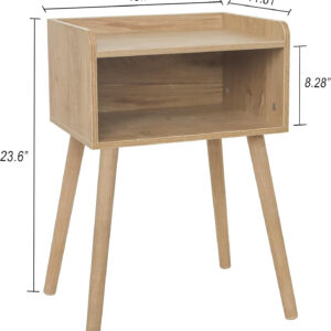 MaxSmeo Nightstand, Mid Century Modern Side Table Bedroom with Storage, Small End Bedside Table with Solid Wood Legs for Living Room, Office Small Spaces (Rustic Brown)