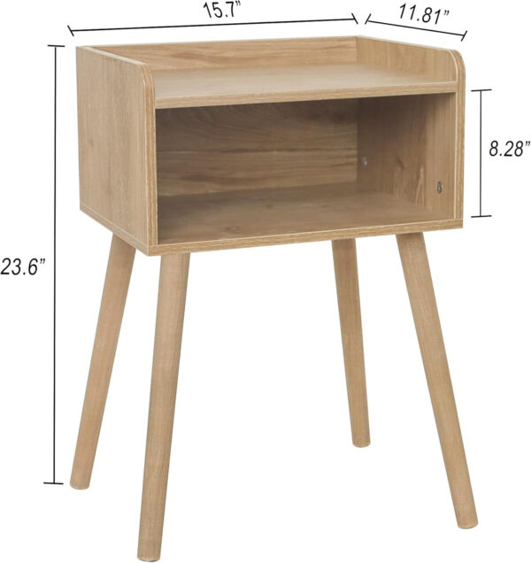 MaxSmeo Nightstand, Mid Century Modern Side Table Bedroom with Storage, Small End Bedside Table with Solid Wood Legs for Living Room, Office Small Spaces (Rustic Brown)