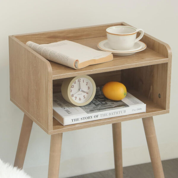 MaxSmeo Nightstand, Mid Century Modern Side Table Bedroom with Storage, Small End Bedside Table with Solid Wood Legs for Living Room, Office Small Spaces (Rustic Brown)