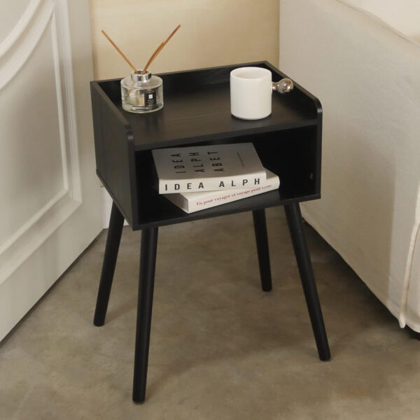 MaxSmeo Nightstand, Mid Century Modern Side Table Bedroom with Storage, Small End Bedside Table with Solid Wood Legs for Living Room, Office Small Spaces (Rustic Brown)