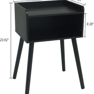 MaxSmeo Nightstand, Mid Century Modern Side Table Bedroom with Storage, Small End Bedside Table with Solid Wood Legs for Living Room, Office Small Spaces (Rustic Brown)