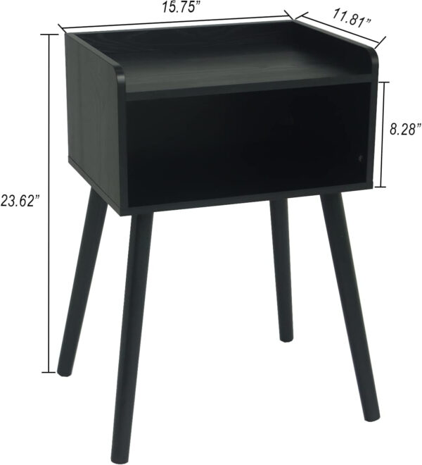 MaxSmeo Nightstand, Mid Century Modern Side Table Bedroom with Storage, Small End Bedside Table with Solid Wood Legs for Living Room, Office Small Spaces (Rustic Brown)