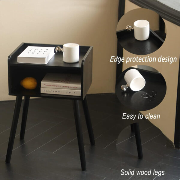 MaxSmeo Nightstand, Mid Century Modern Side Table Bedroom with Storage, Small End Bedside Table with Solid Wood Legs for Living Room, Office Small Spaces (Rustic Brown)