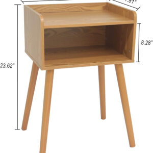 MaxSmeo Nightstand, Mid Century Modern Side Table Bedroom with Storage, Small End Bedside Table with Solid Wood Legs for Living Room, Office Small Spaces (Rustic Brown)