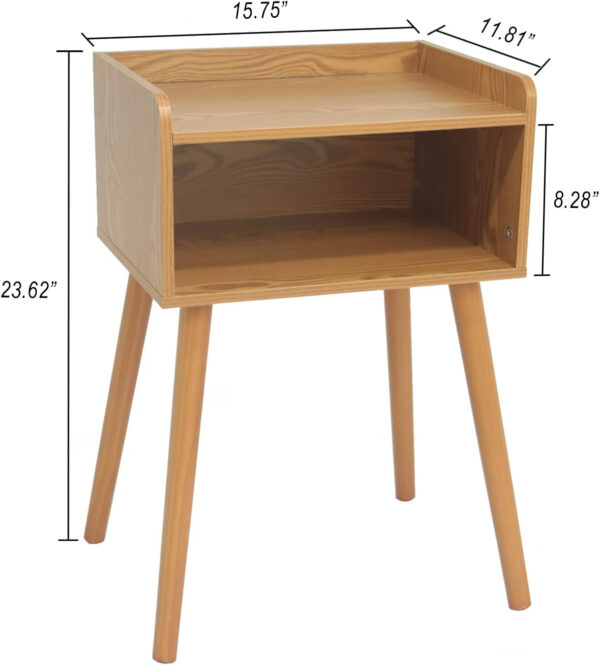 MaxSmeo Nightstand, Mid Century Modern Side Table Bedroom with Storage, Small End Bedside Table with Solid Wood Legs for Living Room, Office Small Spaces (Rustic Brown)