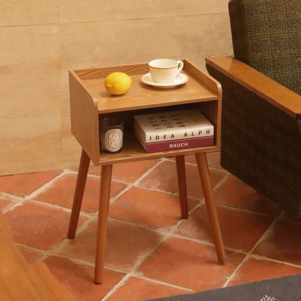 MaxSmeo Nightstand, Mid Century Modern Side Table Bedroom with Storage, Small End Bedside Table with Solid Wood Legs for Living Room, Office Small Spaces (Rustic Brown)