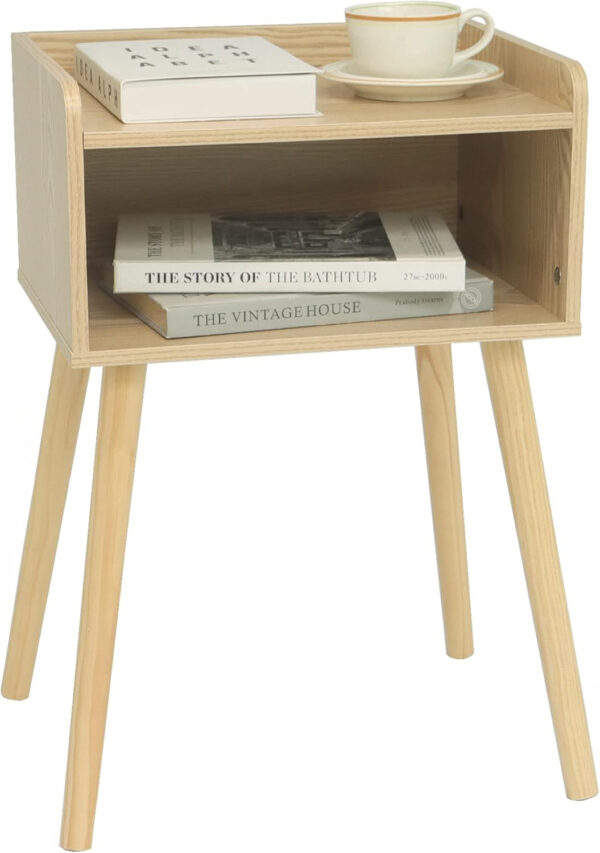 MaxSmeo Nightstand, Mid Century Modern Side Table Bedroom with Storage, Small End Bedside Table with Solid Wood Legs for Living Room, Office Small Spaces (Rustic Brown)
