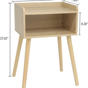 MaxSmeo Nightstand, Mid Century Modern Side Table Bedroom with Storage, Small End Bedside Table with Solid Wood Legs for Living Room, Office Small Spaces (Rustic Brown)