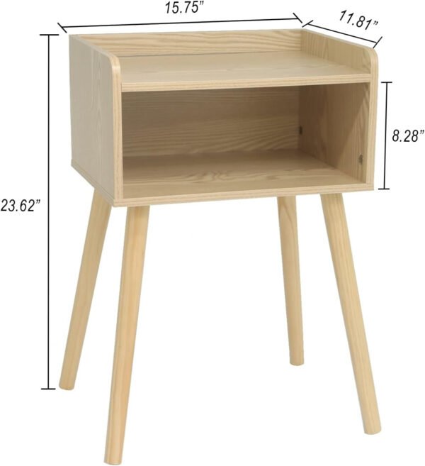 MaxSmeo Nightstand, Mid Century Modern Side Table Bedroom with Storage, Small End Bedside Table with Solid Wood Legs for Living Room, Office Small Spaces (Rustic Brown)