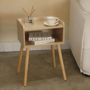 MaxSmeo Nightstand, Mid Century Modern Side Table Bedroom with Storage, Small End Bedside Table with Solid Wood Legs for Living Room, Office Small Spaces (Rustic Brown)