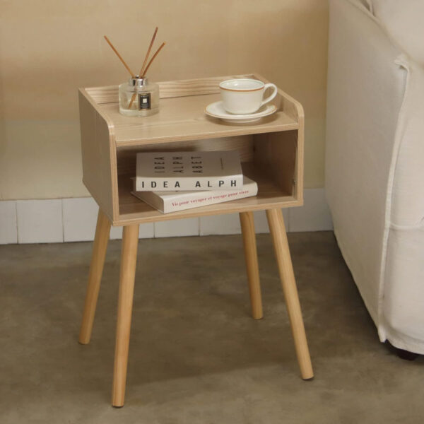 MaxSmeo Nightstand, Mid Century Modern Side Table Bedroom with Storage, Small End Bedside Table with Solid Wood Legs for Living Room, Office Small Spaces (Rustic Brown)