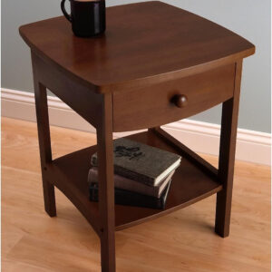 Winsome 22 x 18 x 18-Inch Wood Curved End Table/Night Stand with One Drawer, Brown (94918)
