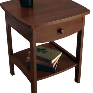 Winsome 22 x 18 x 18-Inch Wood Curved End Table/Night Stand with One Drawer, Brown (94918)