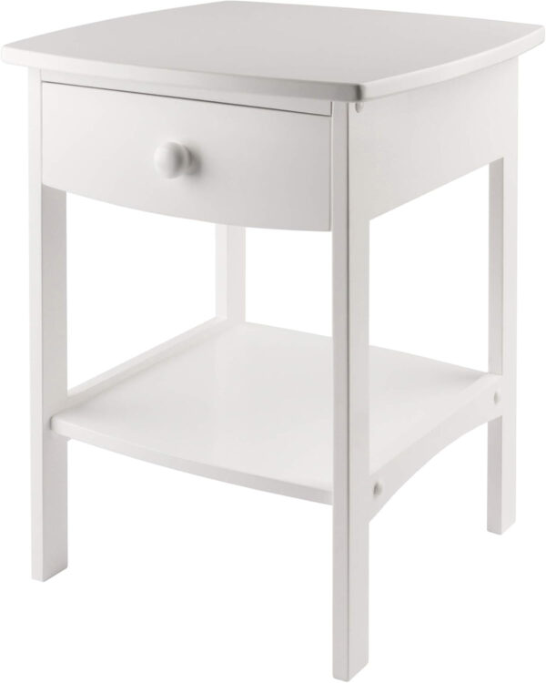Winsome 22 x 18 x 18-Inch Wood Curved End Table/Night Stand with One Drawer, Brown (94918)