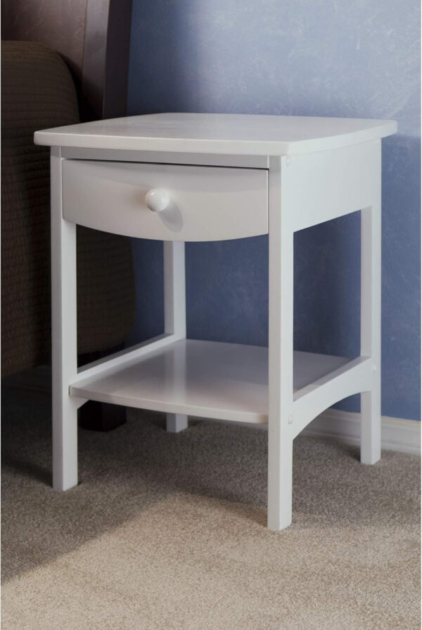 Winsome 22 x 18 x 18-Inch Wood Curved End Table/Night Stand with One Drawer, Brown (94918)