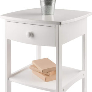 Winsome 22 x 18 x 18-Inch Wood Curved End Table/Night Stand with One Drawer, Brown (94918)