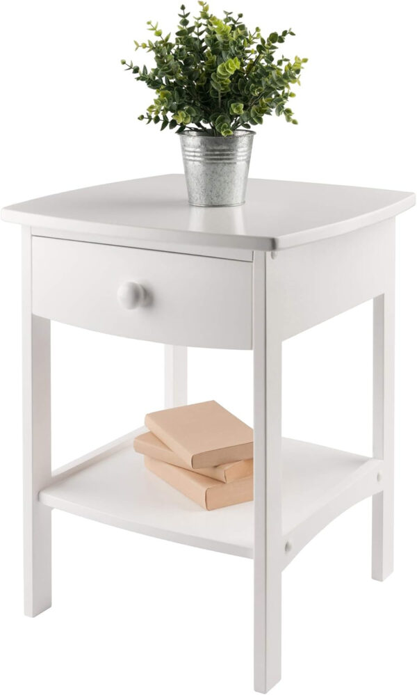 Winsome 22 x 18 x 18-Inch Wood Curved End Table/Night Stand with One Drawer, Brown (94918)