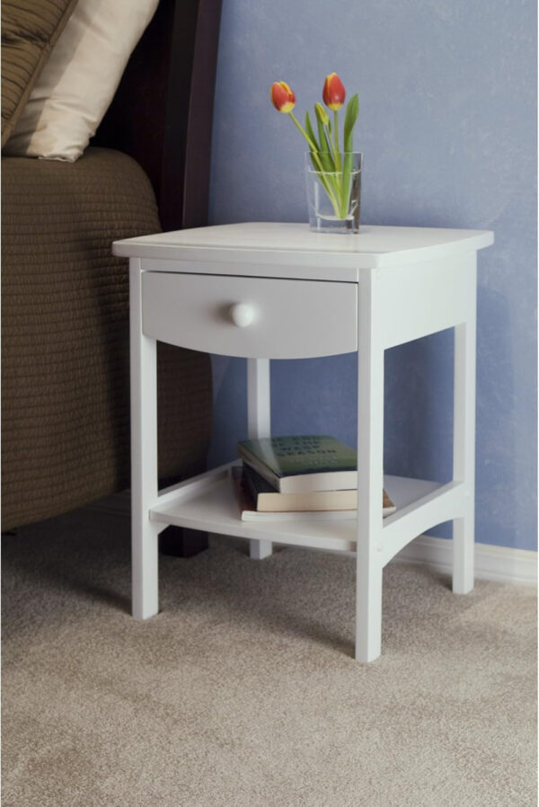 Winsome 22 x 18 x 18-Inch Wood Curved End Table/Night Stand with One Drawer, Brown (94918)
