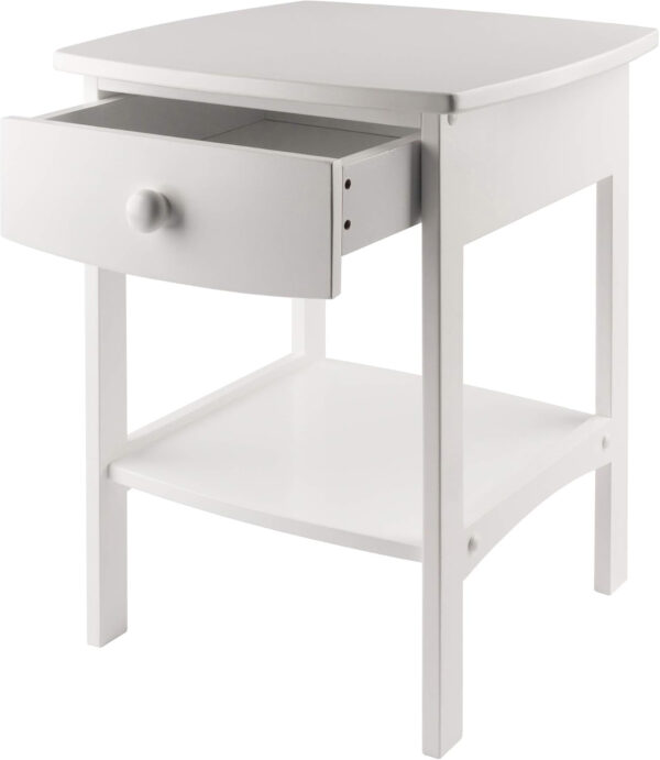 Winsome 22 x 18 x 18-Inch Wood Curved End Table/Night Stand with One Drawer, Brown (94918)