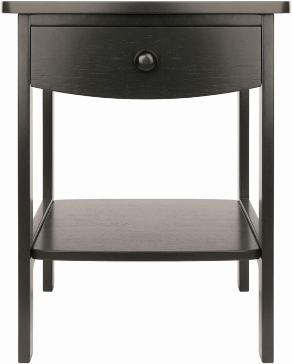 Winsome 22 x 18 x 18-Inch Wood Curved End Table/Night Stand with One Drawer, Brown (94918)