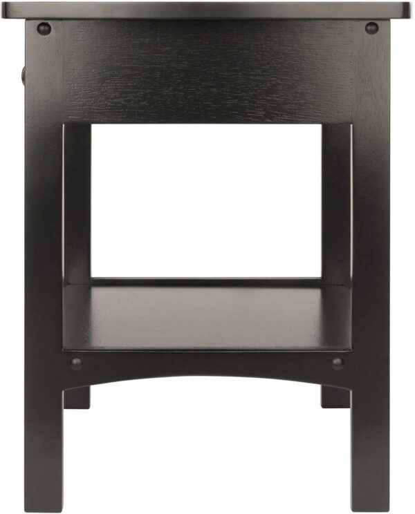 Winsome 22 x 18 x 18-Inch Wood Curved End Table/Night Stand with One Drawer, Brown (94918)