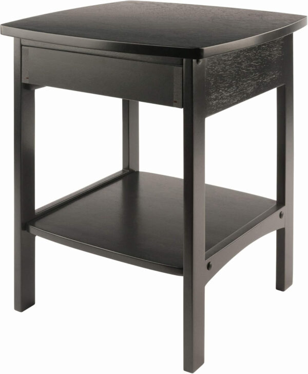 Winsome 22 x 18 x 18-Inch Wood Curved End Table/Night Stand with One Drawer, Brown (94918)