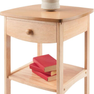 Winsome 22 x 18 x 18-Inch Wood Curved End Table/Night Stand with One Drawer, Brown (94918)