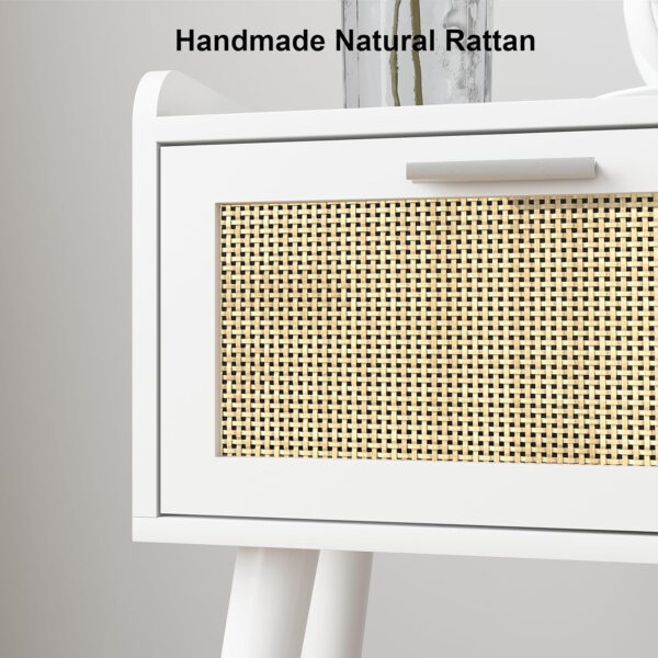 LAATOOREE Nightstands Set of 2, Small Side Table, Bedside Table with Fluted Door, Solid Wood Feet Modern Mid-Century End Table for Bedroom, Small Space (Black)