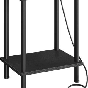 HOOBRO Side Table with Charging Station, End Table with USB Ports and Outlet, Nightstand with 2-Layer Storage Shelves for Small Spaces, Living Room, Bedroom, Stable Frame, Rustic Brown BF09UBZ01
