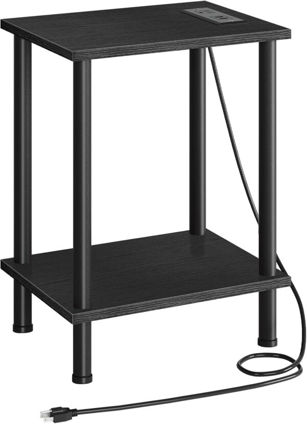 HOOBRO Side Table with Charging Station, End Table with USB Ports and Outlet, Nightstand with 2-Layer Storage Shelves for Small Spaces, Living Room, Bedroom, Stable Frame, Rustic Brown BF09UBZ01