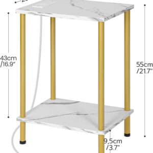 HOOBRO Side Table with Charging Station, End Table with USB Ports and Outlet, Nightstand with 2-Layer Storage Shelves for Small Spaces, Living Room, Bedroom, Stable Frame, Rustic Brown BF09UBZ01