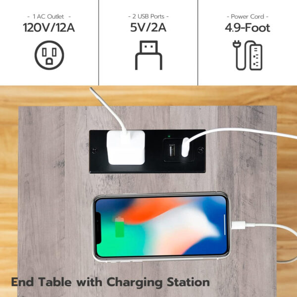 HOOBRO Side Table with Charging Station, End Table with USB Ports and Outlet, Nightstand with 2-Layer Storage Shelves for Small Spaces, Living Room, Bedroom, Stable Frame, Rustic Brown BF09UBZ01