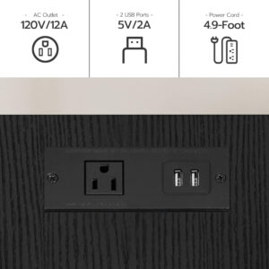 HOOBRO Side Table with Charging Station, End Table with USB Ports and Outlet, Nightstand with 2-Layer Storage Shelves for Small Spaces, Living Room, Bedroom, Stable Frame, Rustic Brown BF09UBZ01