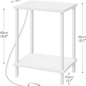 HOOBRO Side Table with Charging Station, End Table with USB Ports and Outlet, Nightstand with 2-Layer Storage Shelves for Small Spaces, Living Room, Bedroom, Stable Frame, Rustic Brown BF09UBZ01