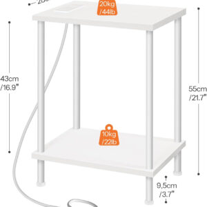 HOOBRO Side Table with Charging Station, End Table with USB Ports and Outlet, Nightstand with 2-Layer Storage Shelves for Small Spaces, Living Room, Bedroom, Stable Frame, Rustic Brown BF09UBZ01