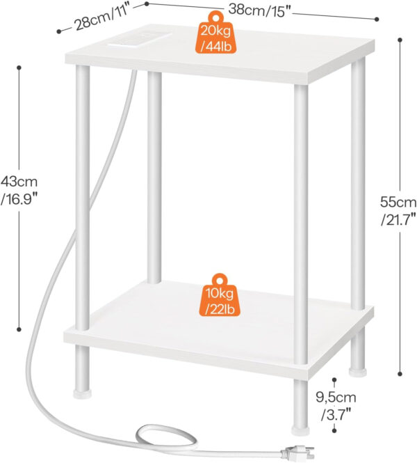 HOOBRO Side Table with Charging Station, End Table with USB Ports and Outlet, Nightstand with 2-Layer Storage Shelves for Small Spaces, Living Room, Bedroom, Stable Frame, Rustic Brown BF09UBZ01