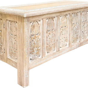 The Wooden Town Rectangular Coffee Table – 36x18 Inch White Wash Finish | Modern Wooden Center Table for Living Room | Vintage Look Side Table for Magazines, Books & Plants