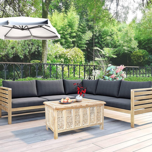 The Wooden Town Rectangular Coffee Table – 36x18 Inch White Wash Finish | Modern Wooden Center Table for Living Room | Vintage Look Side Table for Magazines, Books & Plants