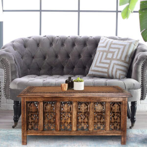 The Wooden Town Rectangular Coffee Table – 36x18 Inch White Wash Finish | Modern Wooden Center Table for Living Room | Vintage Look Side Table for Magazines, Books & Plants