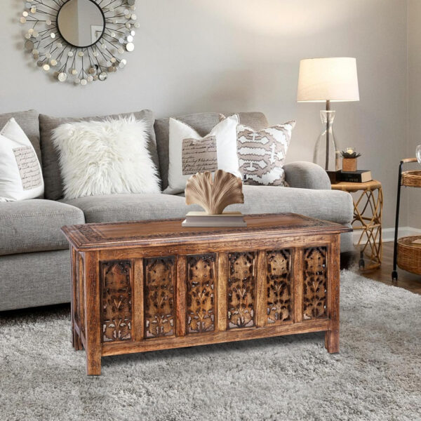 The Wooden Town Rectangular Coffee Table – 36x18 Inch White Wash Finish | Modern Wooden Center Table for Living Room | Vintage Look Side Table for Magazines, Books & Plants