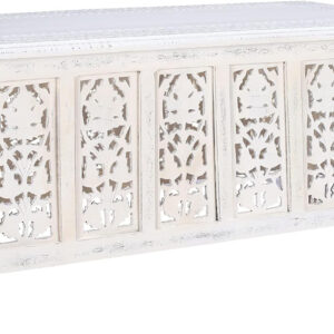 The Wooden Town Rectangular Coffee Table – 36x18 Inch White Wash Finish | Modern Wooden Center Table for Living Room | Vintage Look Side Table for Magazines, Books & Plants