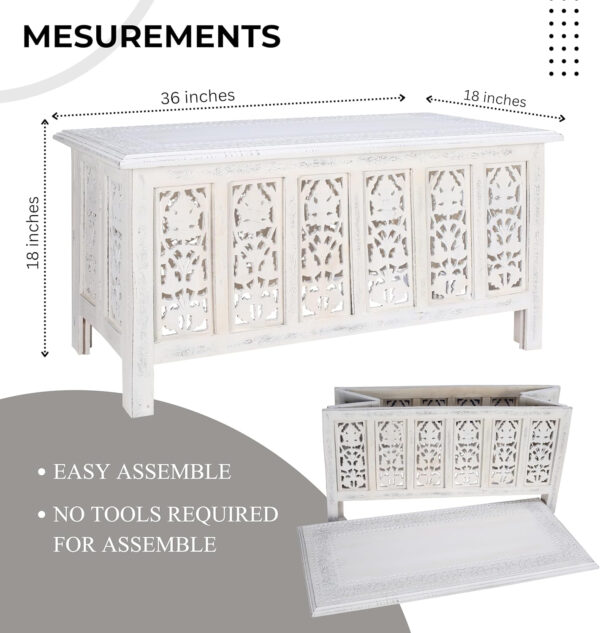 The Wooden Town Rectangular Coffee Table – 36x18 Inch White Wash Finish | Modern Wooden Center Table for Living Room | Vintage Look Side Table for Magazines, Books & Plants