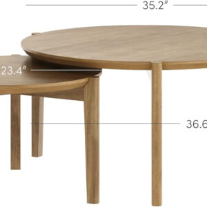 6887cccb9bc4ce9ca4728d44547614ac7654a644aec7b241f97a9.jpg Nathan James Kendall Round Modern Nesting Coffee Set of 2, Stacking Living Room Accent Tables, Light Brown