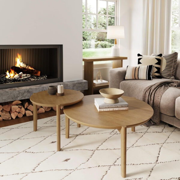 6887cccc9ddd5bfa0ad8b3b9b87390f2c32cce403f88e9c59a7bf.jpg Nathan James Kendall Round Modern Nesting Coffee Set of 2, Stacking Living Room Accent Tables, Light Brown